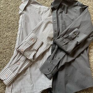 UNTUCKit Men's Grey & Light Grey Check Dress Shirts - Long Sleeve Set